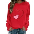 thumbnail image 4 of Tdoqot Womens Valentines Shirts- Long Sleeve Casual Heart Print Cute Pullover Sweatshirt Tops Red Size XL, 4 of 5