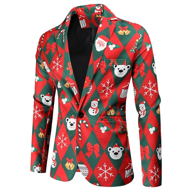 Traje informal de tres piezas con estampado navideño, vestido de año nuevo