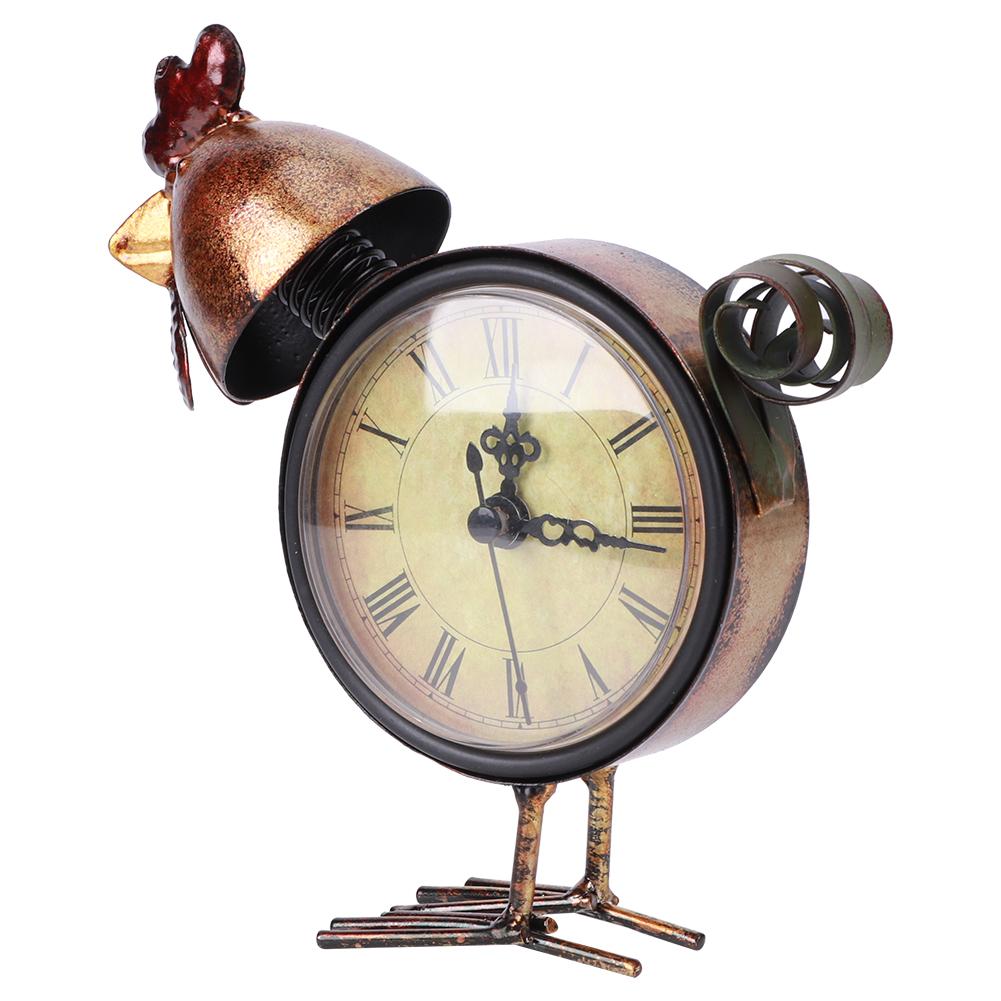 Mgaxyff Retro Clock,European Retro Style Chicken Shaped Iron Clock Desk