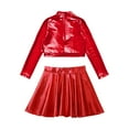 thumbnail image 4 of TiaoBug Kids Girls Dance Outfits 2-Piece Party Dress Costume Shiny Sequin Crop Tops with Metallic Skirt Set Red 12, 4 of 7