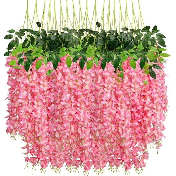 18Pcs Wisteria Hanging Flowers Artificial Pink Flower Garland for Wedding Decor 3.7ft Floral Vine Flower Flowers Wedding Arch Party Chirtmas Decor