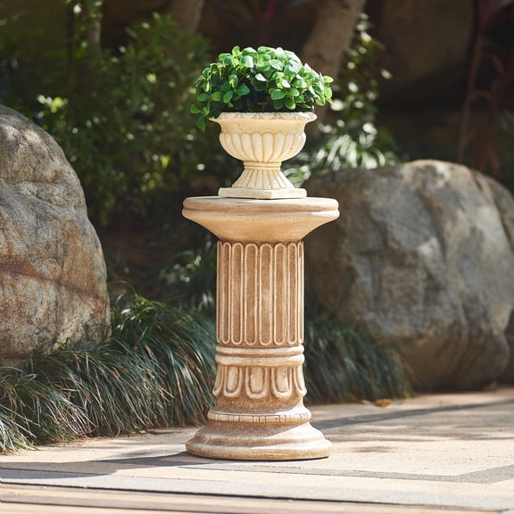 Christopher Knight Home 19.25" Decorative Column Plant Stand, Indoor Outdoor Display Pedestal, Antique Gray