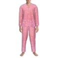 thumbnail image 3 of Fotbe Sparkly Pink Glitter Pattern Long Sleeve Pajama Set for Men,Sleepwear Set,2-piece Loungewear Set,Soft PJs Comfy Nightwear with Pockets-XX-Large, 3 of 7