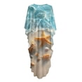 thumbnail image 2 of Xoenoiee Beach Starfish Seashell Conch Pattern Kaftan Dresses for Women V Neck Summer Swimsuit Cover up Batwing Sleeve Caftan Maxi Beach Dresses Boho Moomoo Dresses, 2 of 7