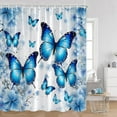 thumbnail image 5 of Blue Butterfly Shower Curtains Romantic Purple Floral Watercolour Art Bath Curtain Set Fabric Bathroom Bathtub r with, 5 of 7