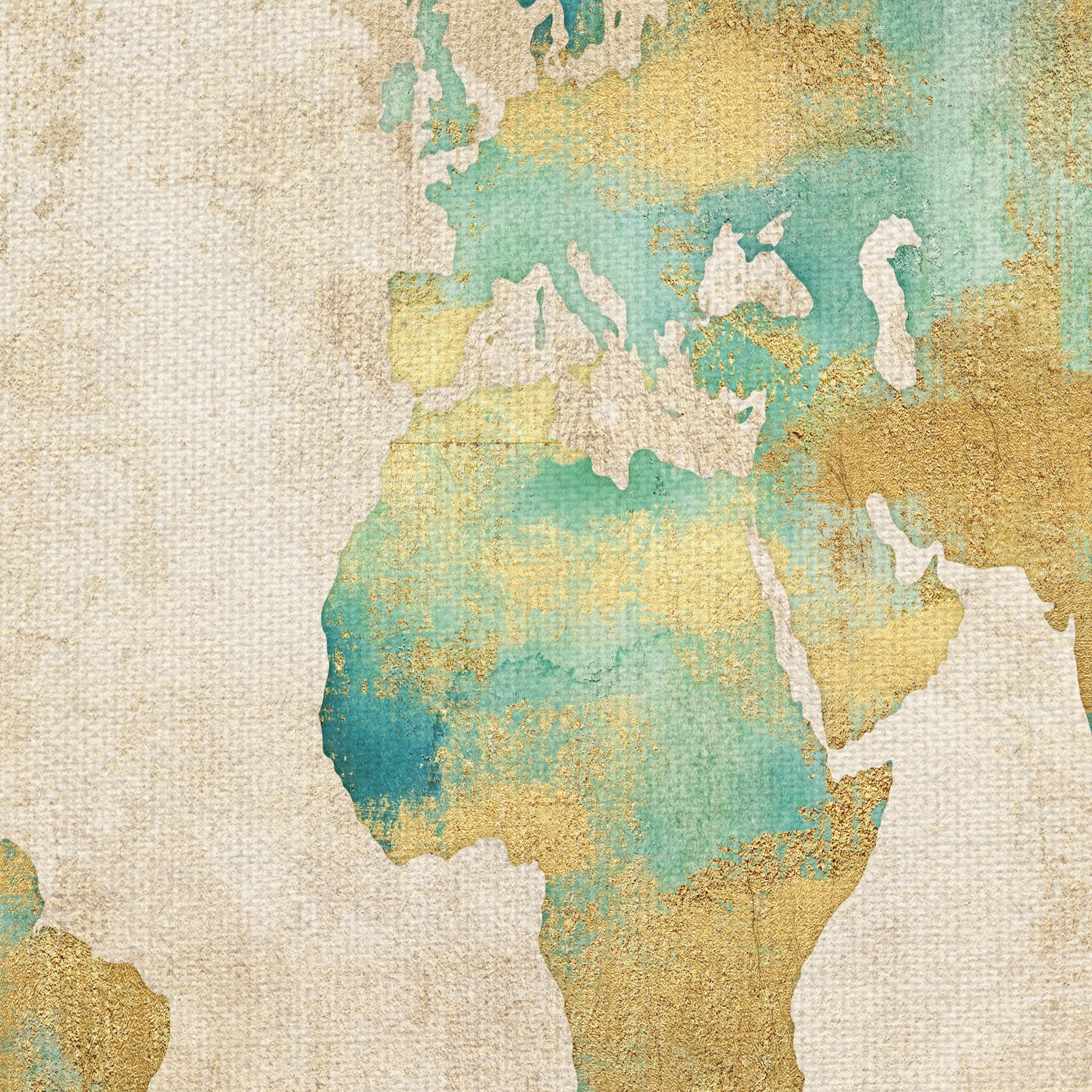 Masterpiece Art Gallery Golden World Map By Willowbrook Fine Art Canvas Art Print 22" x 28"