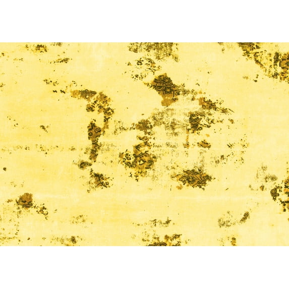 Ahgly Company Machine Washable Indoor Rectangle Abstract Yellow Modern Area Rugs, 8' x 10'