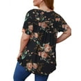thumbnail image 4 of GingDin Women's Plus Size Tops Henley V Neck Button T Shirt Floral Casual Blouse m-4xl, 4 of 12