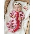 thumbnail image 5 of Miaouyo Baby Girl Christmas Footed Romper 0 3 6 Months Long Sleeve O Neck Bow Print Oblique Zipper Jumpsuit with Headband, 5 of 9