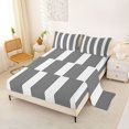 thumbnail image 2 of Castle Fairy Minimalist Thin Vertical Stripe Bed Sheets 4-Piece,Geometric Wide Band Full Size Sheets,Black White,1 Flat Sheet, 1 Fitted Sheet and 2 Pillowcases, 2 of 7