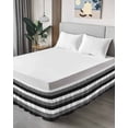 thumbnail image 4 of Grey Black White Striped Wrap Around Bed Skirts for California King Bed 18" Drop,Bed Skirt with Adjustable Elastic Belt Dust Ruffle Bed Valance for Bedroom Hotel Farmhouse Stripes Bed Frame Cover, 4 of 7