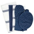 thumbnail image 3 of Sticky Toffee Silicone Printed Oven Mitt & Pot Holder, Cotton Kitchen Towel & Dishcloth, Dark Blue, 5 Piece Set, 3 of 9