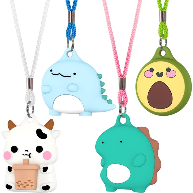 Collar para AirTag Ensfomte Cute Cartoon Silicone, paquete de 4