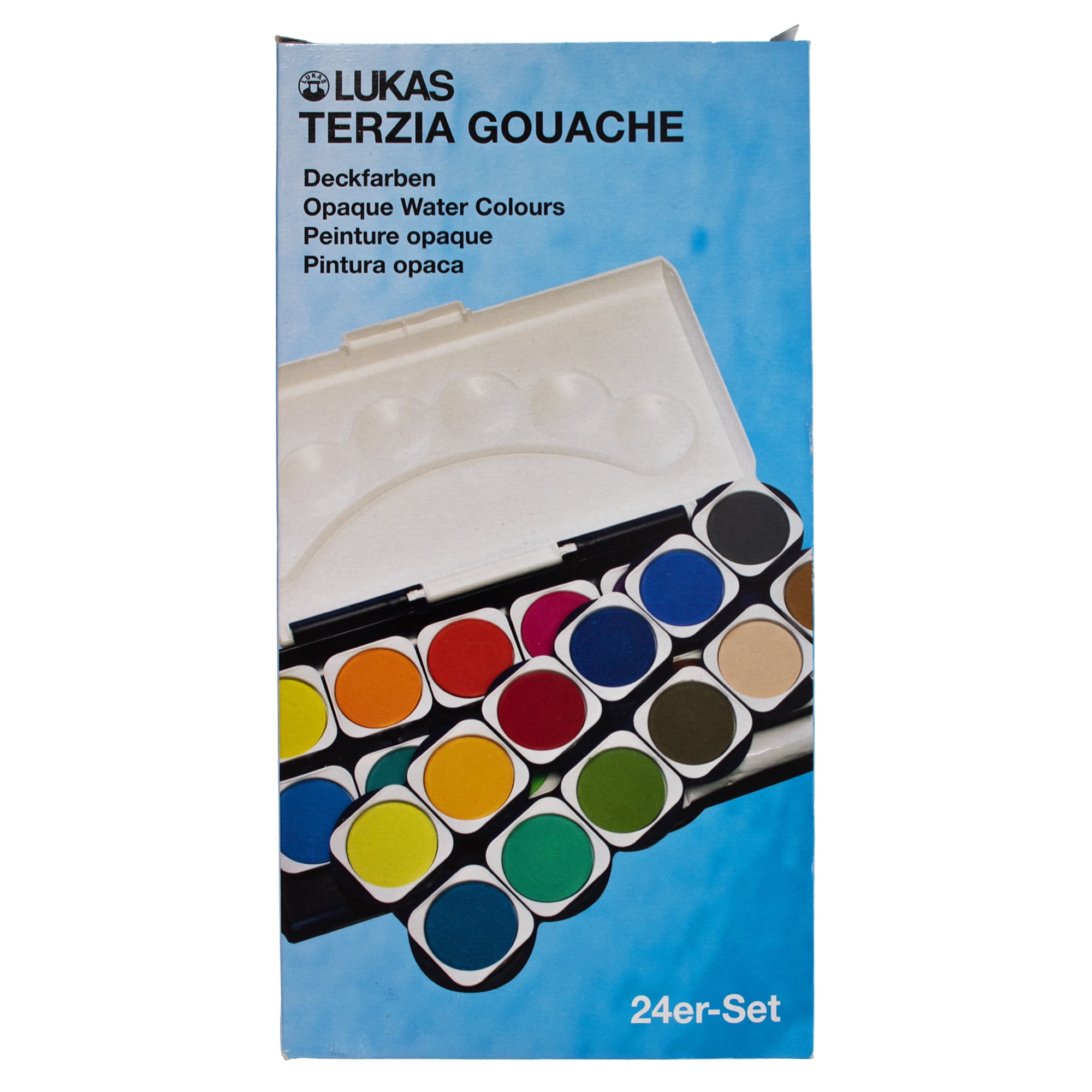 Craft County 24 Pack Watercolor Paint Set - Patterned Design Pads: Abstract & Nature Templates - Brush Landscapes, Portraits, & Still-life