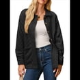thumbnail image 2 of Chaqueta Acolchada Informal para Mujer, Camisa de Larga con Cuello Abotonado, Chaqueta de Otoño con Bolsillos Negro XL, 2 of 8