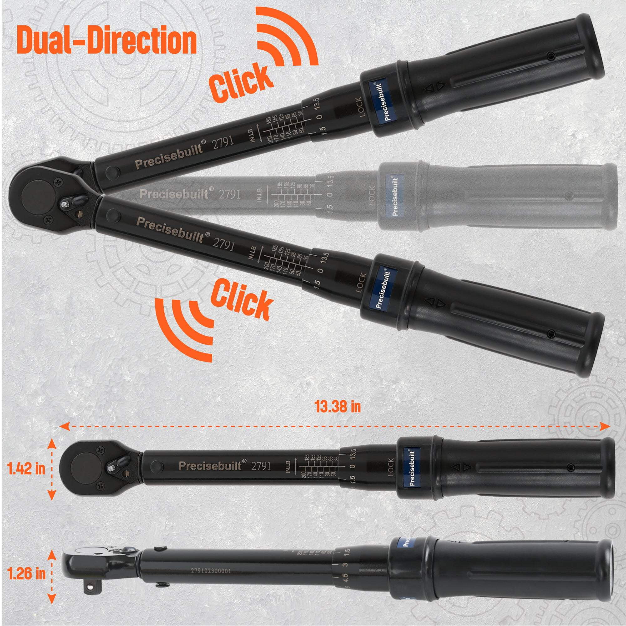 Precisebuilt 1/2" Drive 600-3000 in-lb Click Tech Torque Wrench