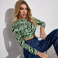 thumbnail image 4 of Puntoco Mujer Camiseta de manga larga con estampado de rayas Camiseta sexy sin espalda Vendaje Blusa de mujer Puntoco Puntoco-5731, 4 of 8