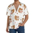 thumbnail image 3 of Xecao offers the Squirrel Giving A Gift for Men's Casual Short-sleeved Shirt, a button-up collared shirt with a pocket, perfect for beach vacations and yacht travel in the 4X-Large size., 3 of 7
