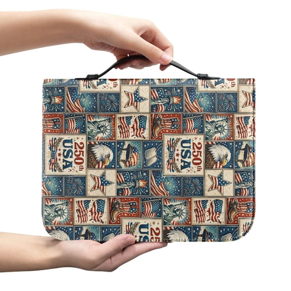 FUIALDOLG Print Bible Covers for Women Men Large Capacity Portable Bible Tote Bags Personalized Bible Carrying Case 250th Anniversary USA Pattern