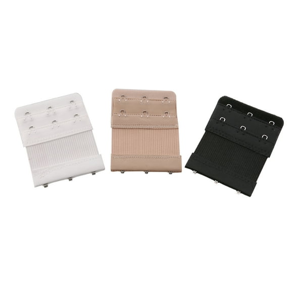 Extensores de lencería de sujetador elástico para mujer de 3 piezas, 3 ganchos, 2 filas de correas de extensión en diferentes colores (negro, blanco y desnudo)