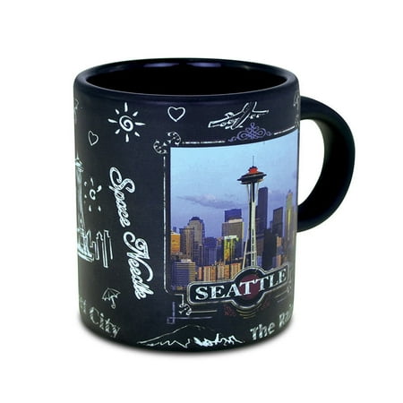 

Puzzled Ceramic Black Seattle Skyline Mini Mug 2.5 Inch Handy Tumbler for Coffee Milk Tea Insulated Travel Cup with Handle Indoor Outdoor Drinkware Famous Sites Themed Home & Kitchen Accessory