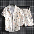thumbnail image 2 of Conjunto de pantalones cortos lisos para hombre, trajes deportivos, camisetas gráficas, conjuntos de camisetas cortas para hombre, estampado de dos piezas, estilo coreano 2024, trajes para exteriores, 2 of 5