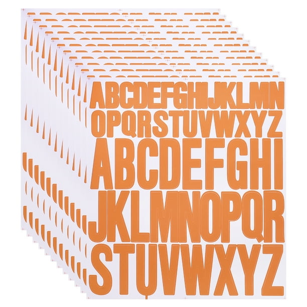 12 Hojas de Etiquetas de Letras de Vinilo, 1 Pulgada, 2 Pulgadas 624 Piezas de Letras Naranjas