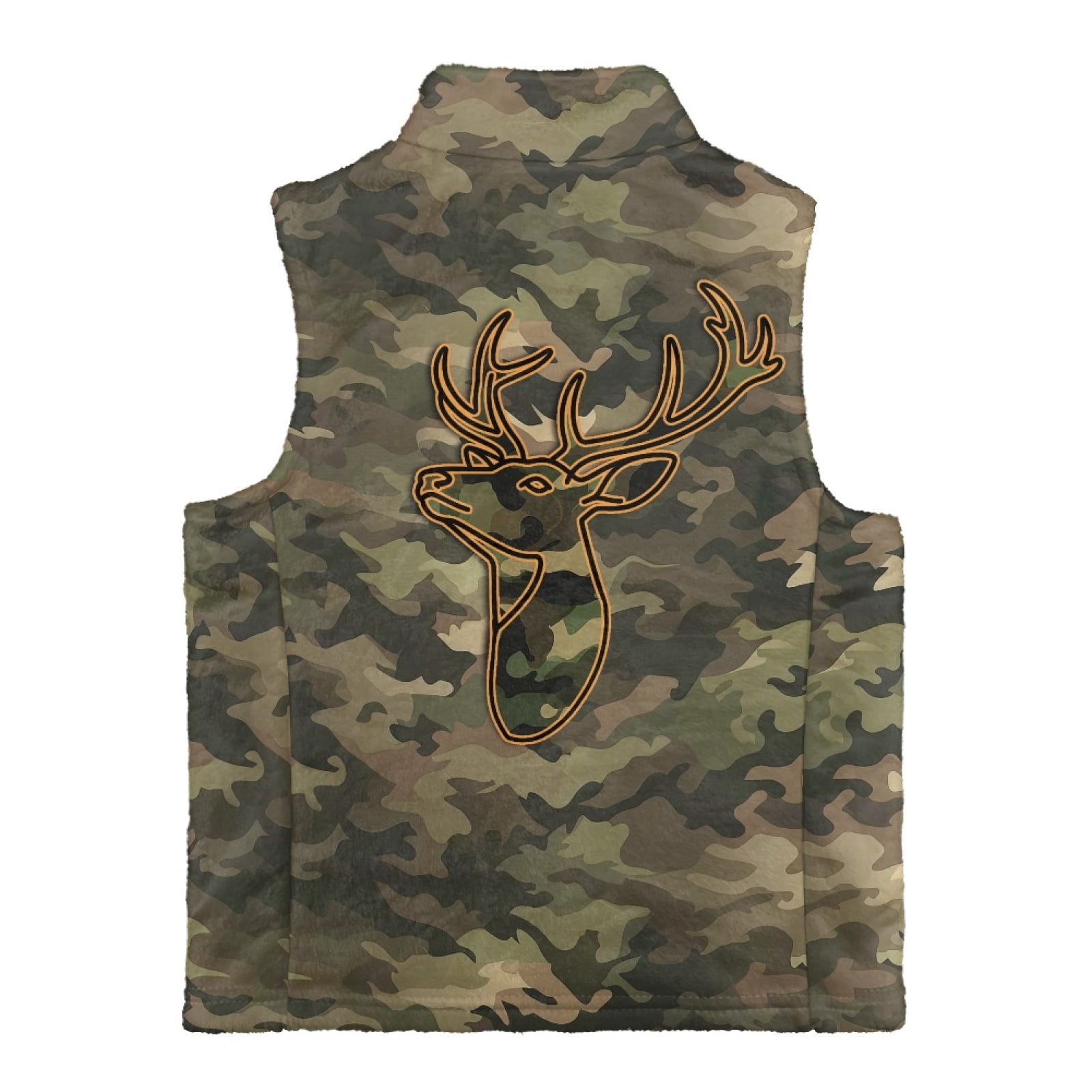 Xoenoiee Deer Camo Print Boys Lightweight Fleece Vest, Full Zip Sleeveless Outerwear for Fall Winter Spring, Running Hiking Jacket with Pockets, Size 3T