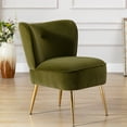 thumbnail image 2 of Upholstered Leisure Sofa Chair - Velvet Wingback Club Chair - Armless Lounge Chair with Gold Metal Legs - Living Room Bedroom Furniture - Grass Green, 2 of 8