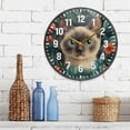 thumbnail image 3 of Yayeee Wall Clock Battery Operated 9.5" Silent Quartz Non-Ticking for Living Room Decor, Flowers and Cat, 3 of 8