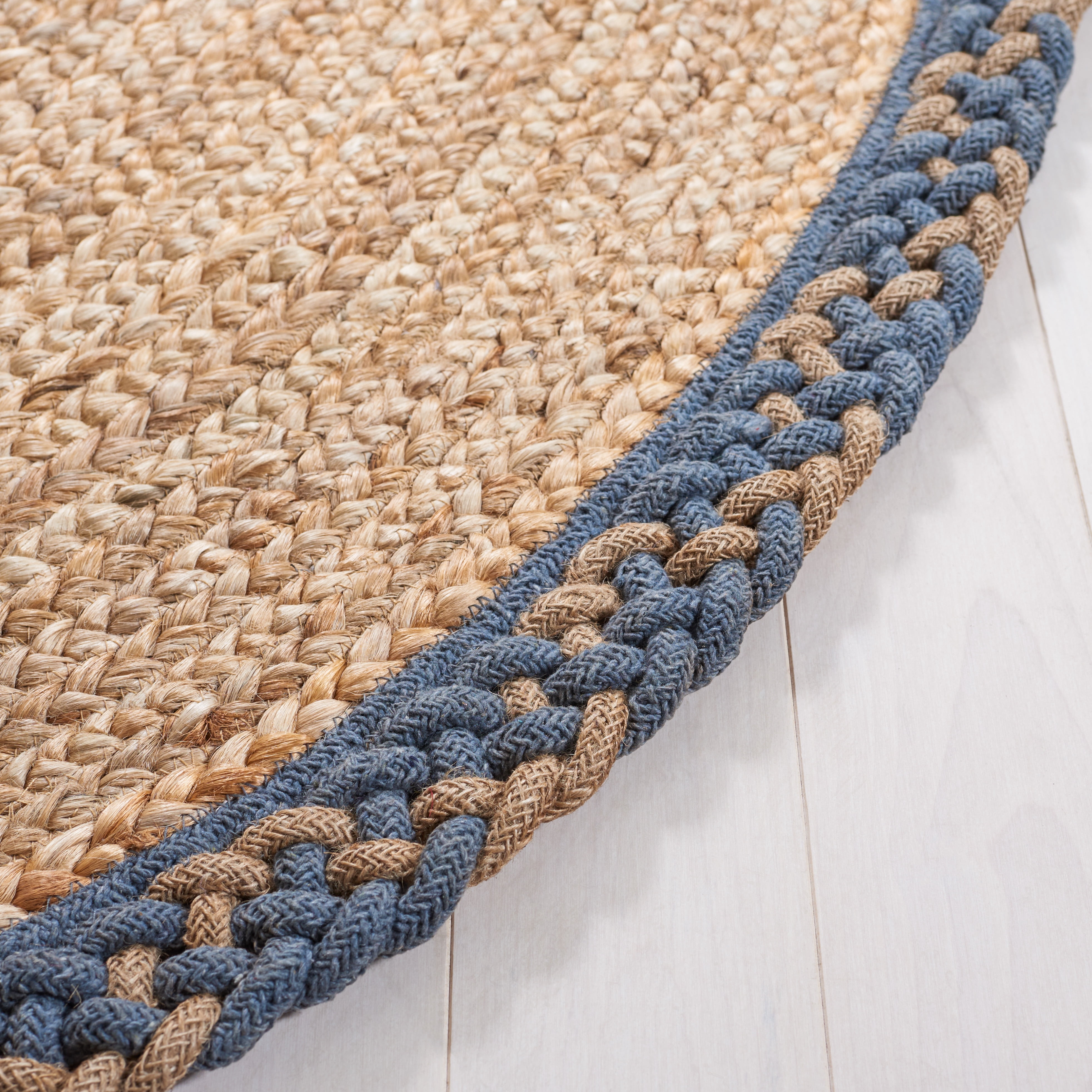 SAFAVIEH Natural Fiber Joshua Bordered Area Rug, Natural/Grey, 5' x 8' Oval