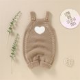 thumbnail image 2 of Generic Children Girls Knitted Outwear Baby Knit Romper Cotton Sleeveless Boy Girl Sweater Clothes Heart Pattern Jumpsuit 1 Piece Outfits Fall Winter Clothes(Khaki,12-18 Months), 2 of 9