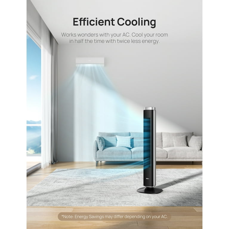 Dreo 42 Tower Fan for bedroom, 25 DB Quiet DC Bladeless Fans, 90° Oscillating  Fan with Remote, LED Display, 12H Timer, 9 Speeds,4 Modes, Standing Floor  Fans for Room Home Office, Pilot