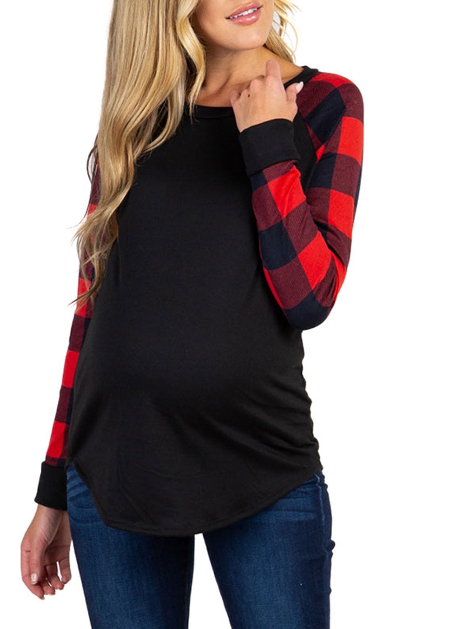 Aozrynl Women's Plaid Blouse Maternity 