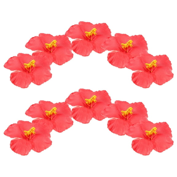 10 Pcs Artificial Hibiscus Flowers Red Faux Silk Flower Decorations for Bathroom Home Party Decor