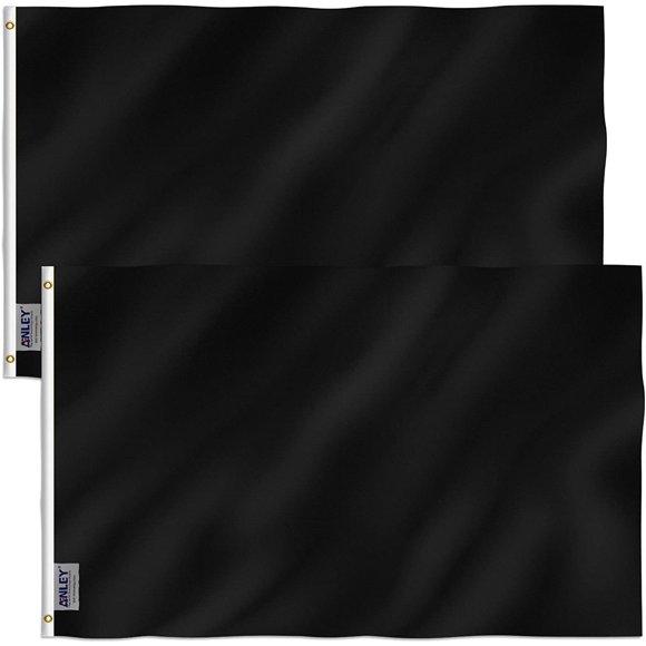 Anley Pack of 2 Fly Breeze 3x5 Foot Solid Black Flag - Plain Black Flags Polyester