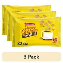 (3 pack) Malt-O-Meal Honey Graham Toasters Breakfast Cereal, Crunchy Honey Graham Squares, 32 oz Bag