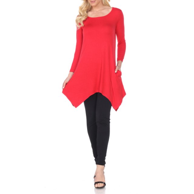 (red, m) - Women's Solid Colour Tunic Top