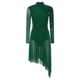 thumbnail image 5 of Vestido de baile lírico de Ballet con lentejuelas brillantes para mujer, cuello simulado, manga larga, dobladillo Irregular, vestidos de patinaje artístico gimnástico, disfraces, 5 of 5