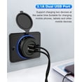 thumbnail image 2 of Enchufe USB doble de 12 V, montaje en panel empotrado, puerto USB de 3,1 A, cargador de coche rápido hembra resistente al agua para autobús, RV, barco, automotriz, marino, ATV, camión, carrito de golf, 2 of 5