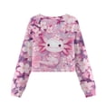 thumbnail image 7 of Xoenoiee Axolotl Cherry Blossom Print Girls Kids Sweatshirt Pullover Crop Tops for Teen Girls Long Sleeve Fall Clothes, 11-12 Years, 7 of 7