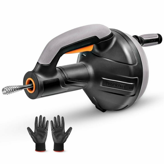 25Ft Drum Auger Drain Snake, Manual Drain Snake with Drill Adapter