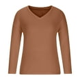 thumbnail image 4 of Idoravan Long Sleeve Shirts for Women Fashion Women Long Sleeve V-Neck Pullover Solid Color Casual Blouse Tops, 4 of 8