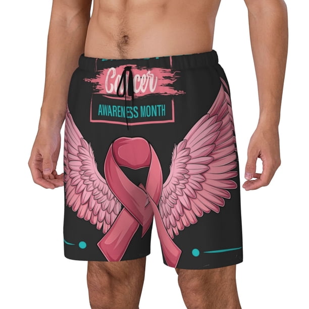 Fotbe Ribbon With Angel Wings Traje de Baño para Hombre – Shorts de Natación de Secado Rápido con Forro y Bolsillos-X-Large