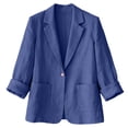 thumbnail image 5 of Long Sleeve Linen Blazer Womens Casual Spring Summer Fall Lightweight Jackets Blue XL, 5 of 8