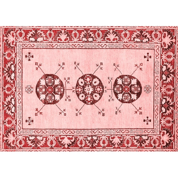 Ahgly Company Indoor Rectangle Abstract Red Modern Area Rugs, 7' x 10'