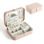 Casegrace Leather Travel Jewelry Box with Magnetic Lock Built-in Mirror Women Girls Ring Earring Necklace Storage Organizer Case