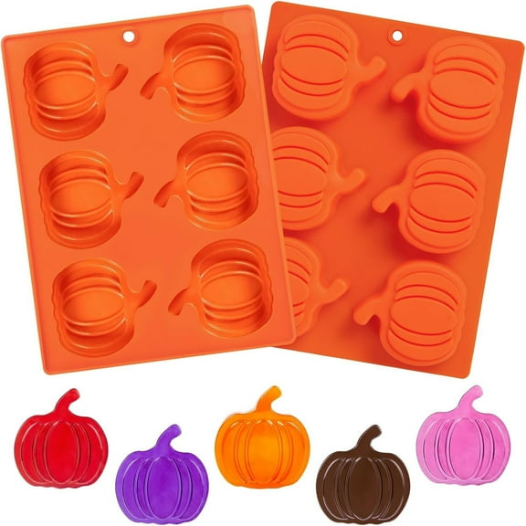 2 Pcs Silicone Molds, Pumpkin Chocolate Molds, Pumpkin Candy Mold for DIY Cake, Chocolate, Candy, Jelly, Wax Melt, Ice Cubes (6 Cavity)