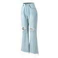 thumbnail image 4 of Aayomet Mom Jeans Women's Plus Size Stretch Elastic Waist Pull-On Pant,Light Blue XXL, 4 of 5