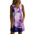 thumbnail image 6 of QQZ Women 2026 Summer Sleeveless Floral Short Shift Dress Cotton Linen Loose Tank Dress, 6 of 7